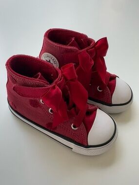Converse Toddler' Red High-Top Sneakers with Ribbon Laces, Size 6